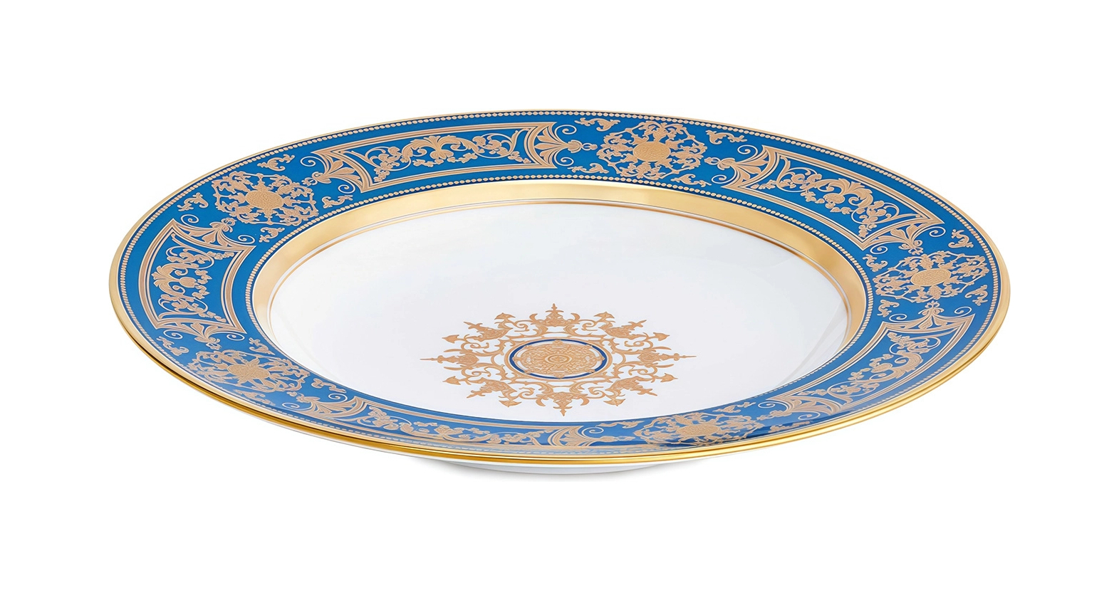 Тарелка суповая AUX ROIS 23 см фарфор синяя золото Bernardaud 0485/23