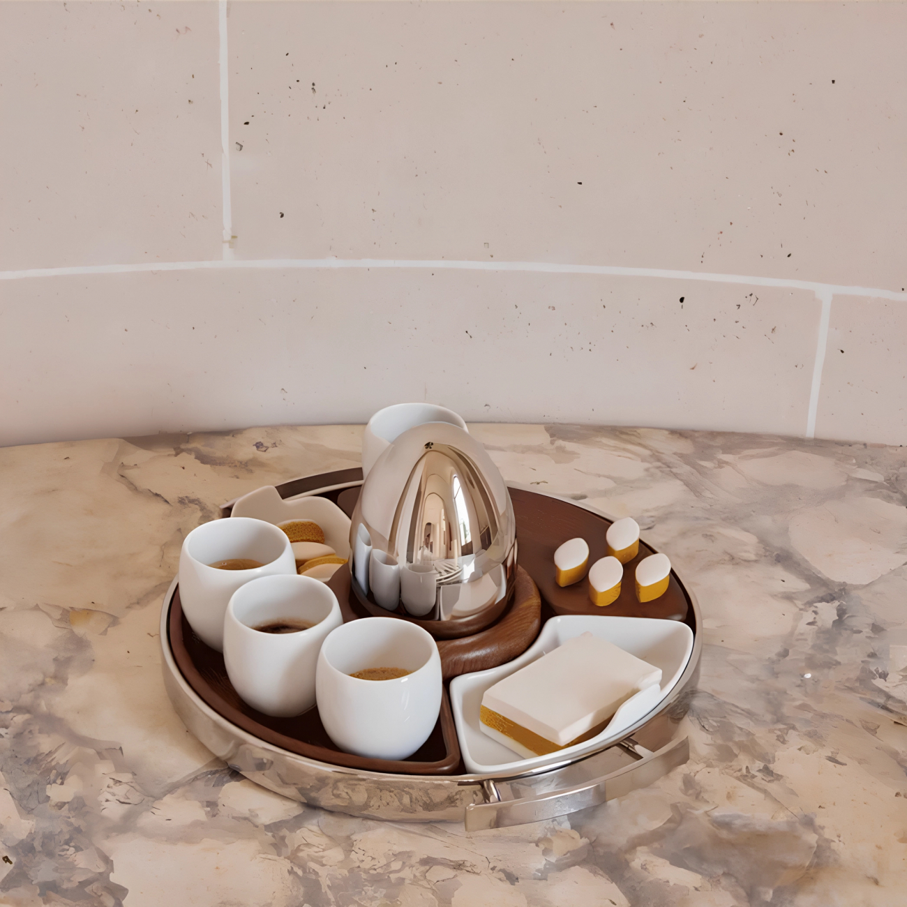 Подарочный сет Christofle MOOD Coffee кофейные ложки в яйце и поднос-менажница Christofle BU05900636