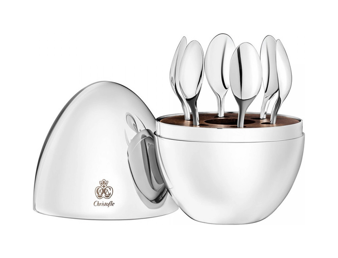 Подарочный сет Christofle MOOD Coffee кофейные ложки в яйце и поднос-менажница Christofle BU05900636